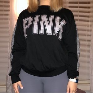 VS Pink Black Silver Glitter Sweatshirt